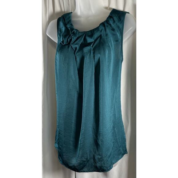 Violet & Claire Sleeveless Scrunched Front Blouse Teal M career preppy 73-46 - Picture 12 of 13